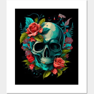 Flower skull Posters and Art